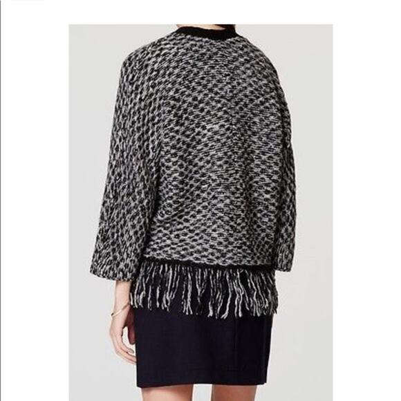 NEW LOFT Knit Fringe Open Front Cardigan Size Small - Picture 3 of 9